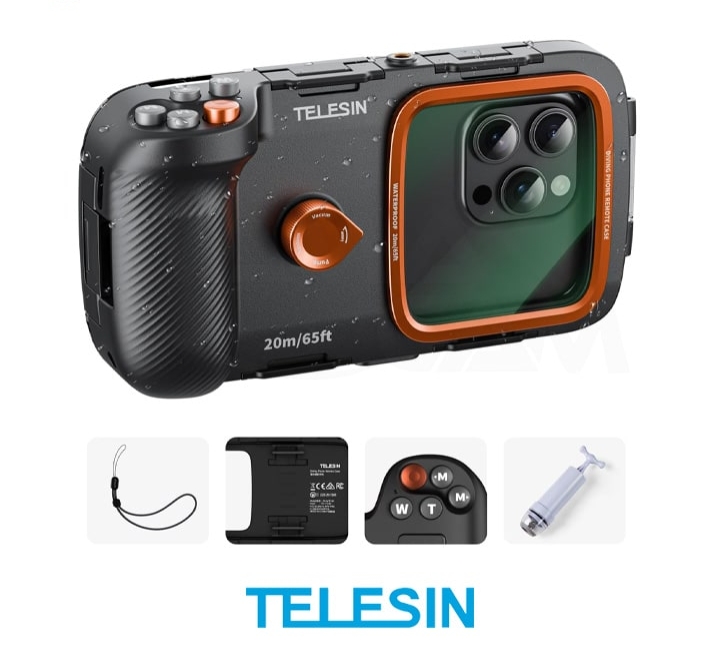 قاب ضد آب و شاتر موبایل آیفون و سامسونگ –تلسین TELESIN Underwater Diving Phone Case